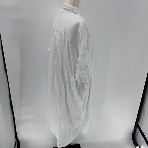 J.Crew White button down shirt dress 100% linen plus size oversized with pockets - Picture 11 of 15